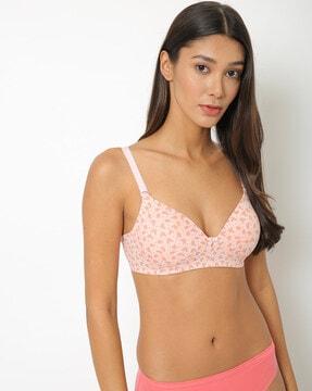 printed padded t-shirt bra with detachable straps