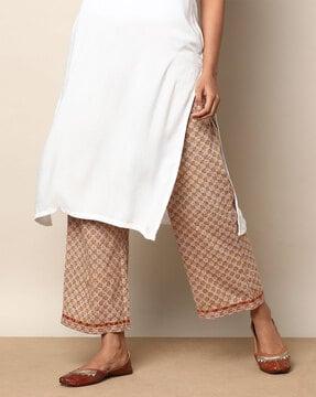 printed palazzo pants with drawstring waistband