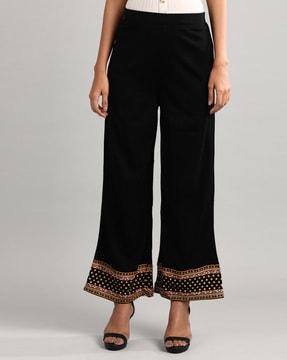 printed palazzo pants with semi-elasticated waist