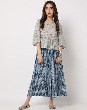 printed palazzo with elasticated waist