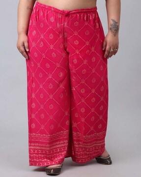 printed palazzos with elasticated drawstring waist