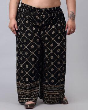 printed palazzos with elasticated waistband