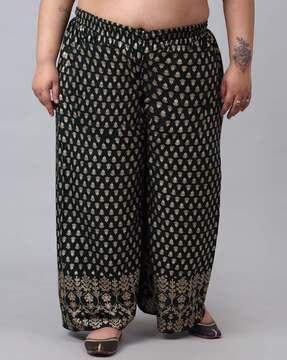 printed palazzos with elasticated waistband