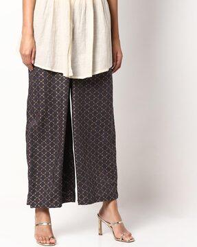 printed palazzos with semi-elasticated waist