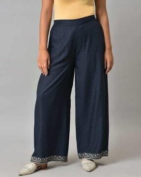 printed palazzos with semi-elasticated waist