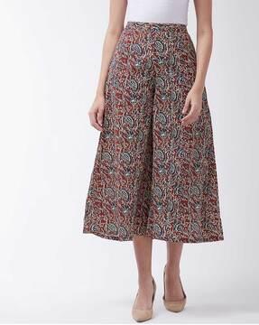 printed palazzos with semi-elasticated waist