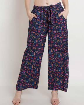 printed palazzos with waist tie-up