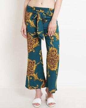 printed palazzos with waist tie