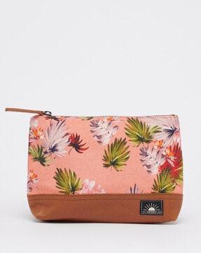 printed panelled zip-pouch