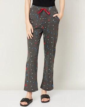 printed pants with drawstring waist