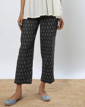 printed pants with elasticated waistband