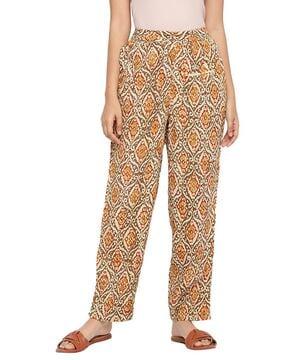 printed pants with semi-elasticated waist