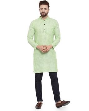 printed patch-pocket long kurta