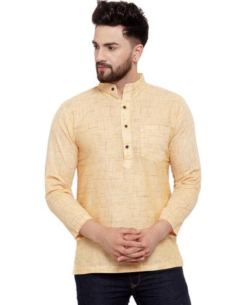 printed patch-pocket short kurta