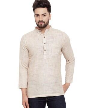 printed patch-pocket short kurta