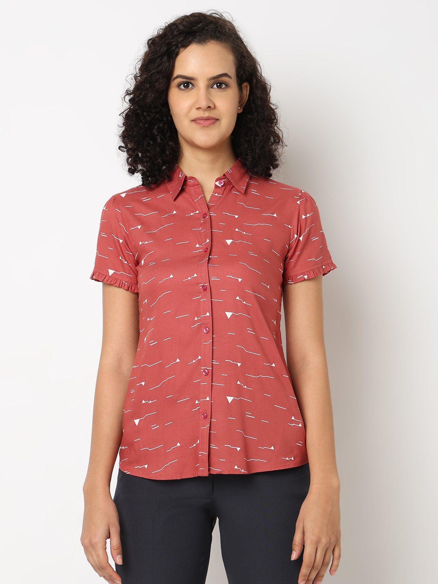 printed peach half sleeve shirt