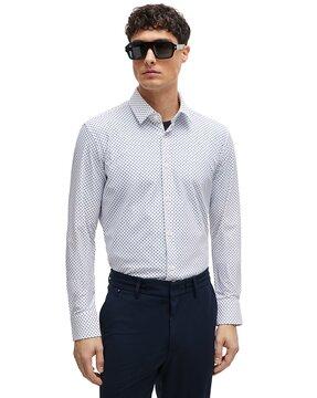 printed performance stretch material slim fit shirt