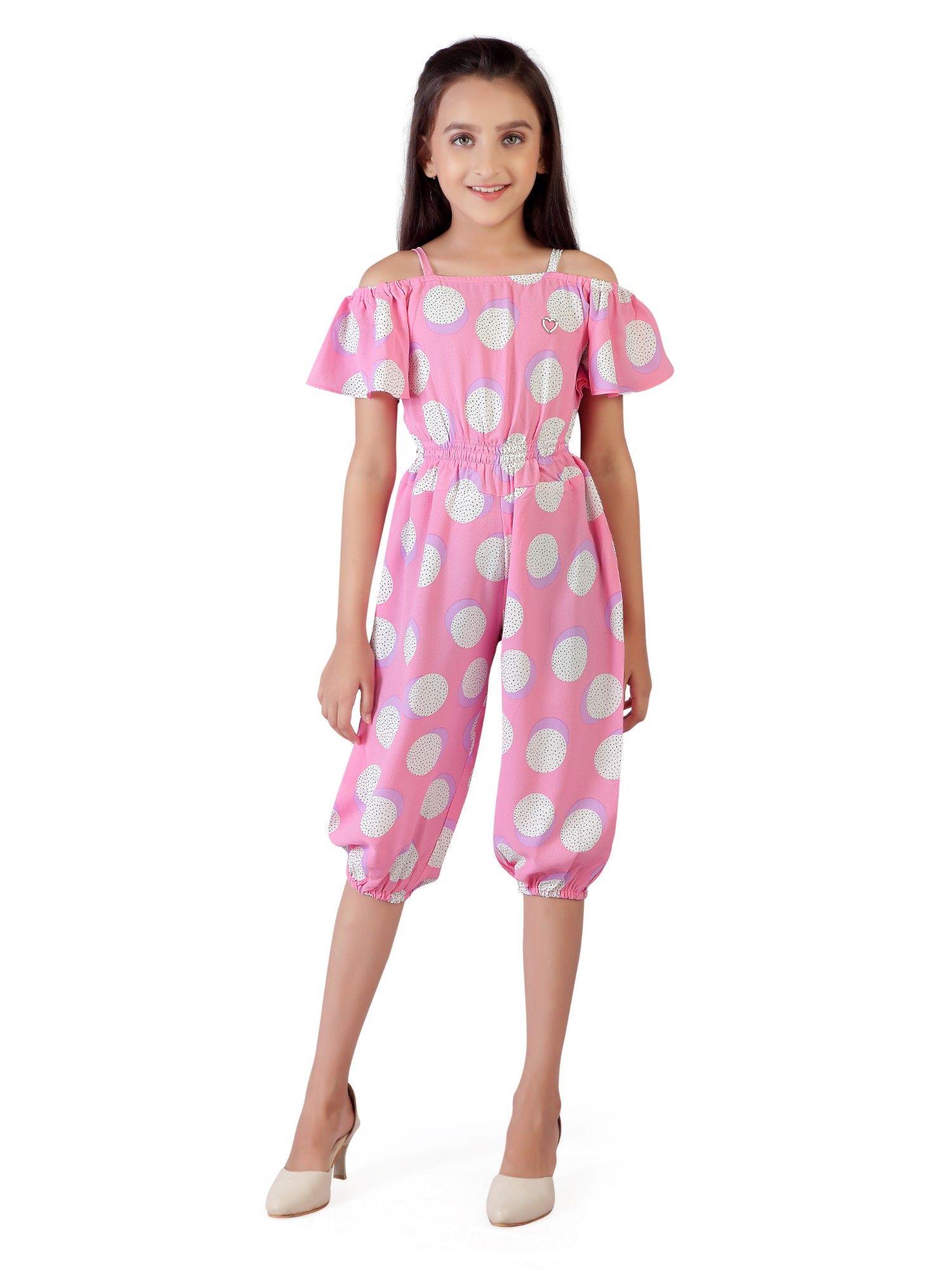 printed pink jumpsuit