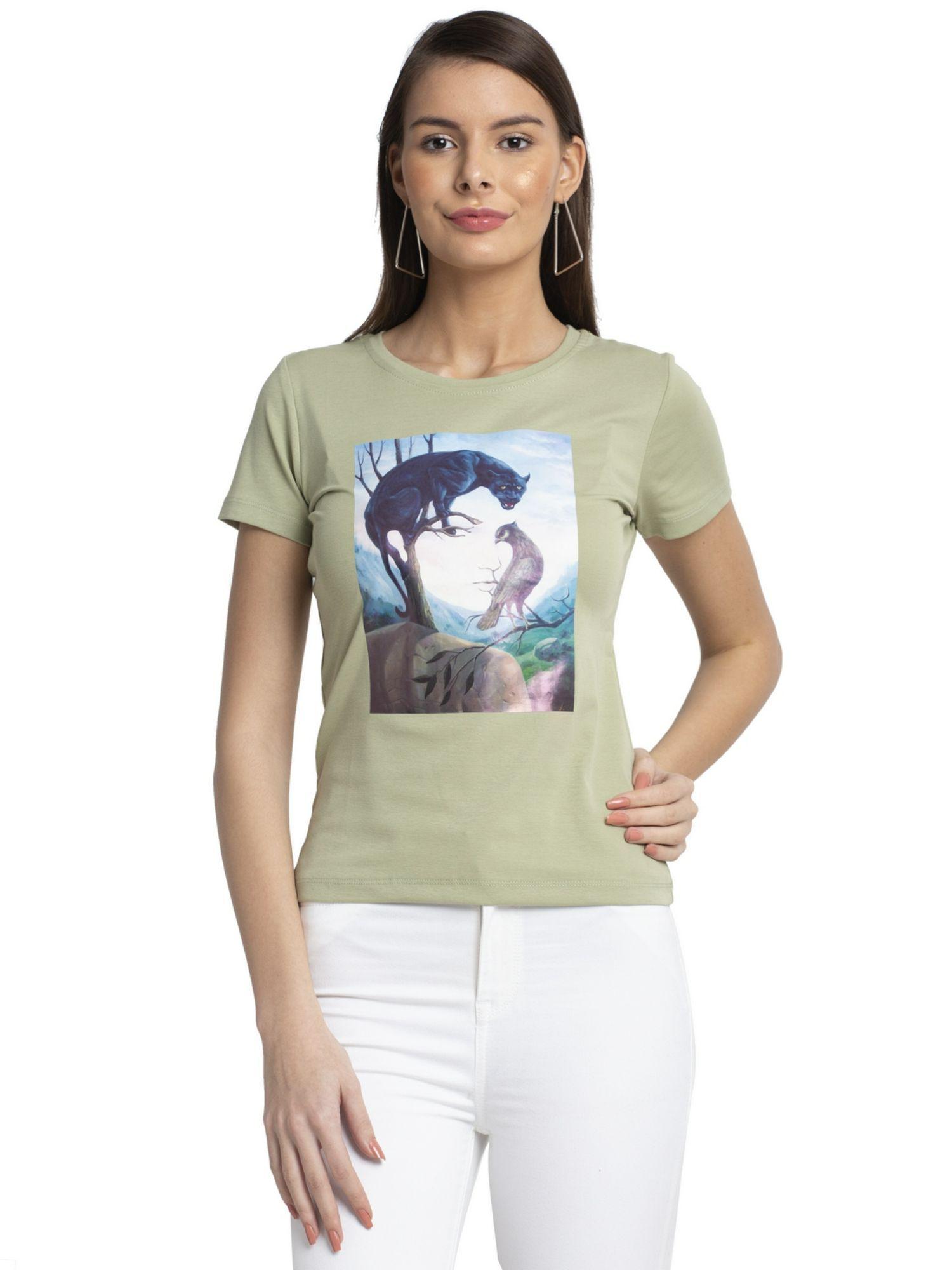 printed pista fitted regular length hosiery t-shirt