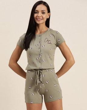 printed playsuit with insert pockets