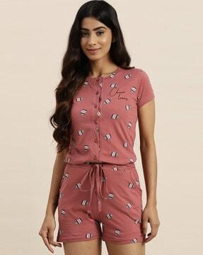 printed playsuit with insert pockets