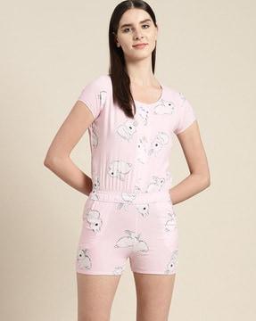 printed playsuit with insert pockets