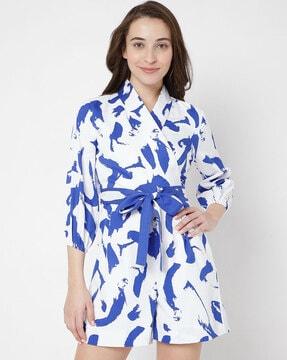 printed playsuit with tie-up