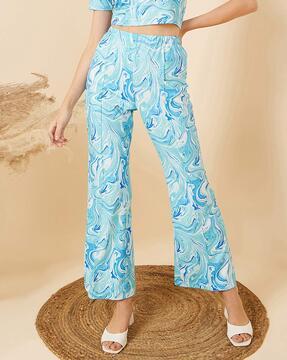 printed pleat-front trousers