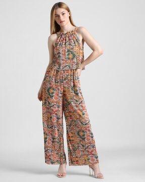 printed pleated jumpsuit