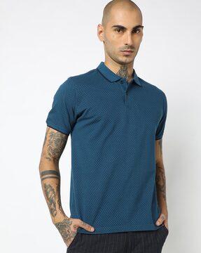 printed polo t-shirt with contrast tipping