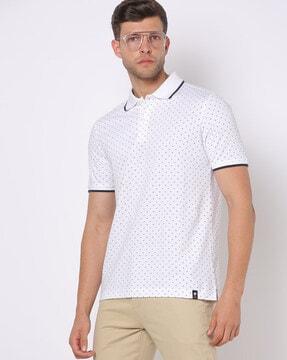 printed polo t-shirt with contrast tipping