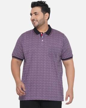 printed polo t-shirt with contrast tipping