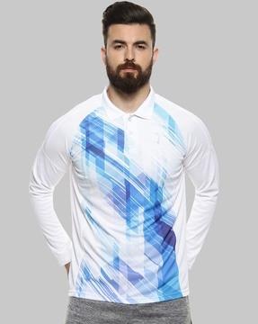 printed polo t-shirt with full sleeves