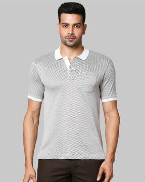 printed polo t-shirt with patch pocket