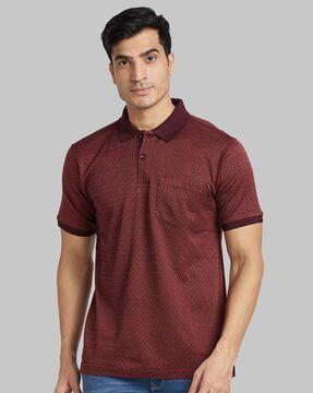 printed polo t-shirt with patch pocket