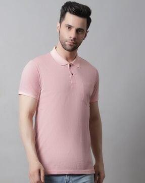 printed polo t-shirt with patch pocket