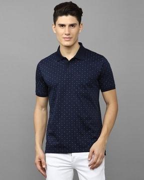 printed polo t-shirt with patch pocket