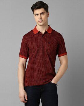 printed polo t-shirt with patch pocket