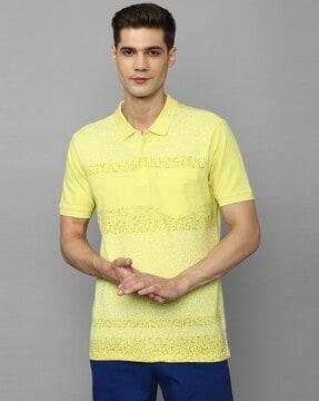 printed polo t-shirt with patch pocket