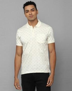 printed polo t-shirt with patch pocket