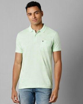 printed polo t-shirt with patch pocket