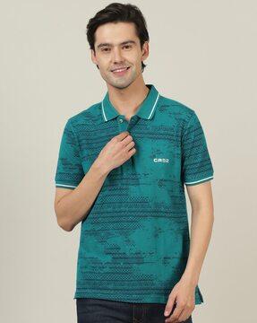 printed polo t-shirt with short sleeves