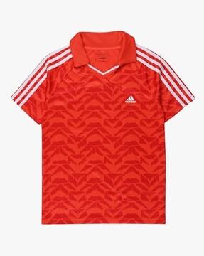 printed polo t-shirt with short sleeves