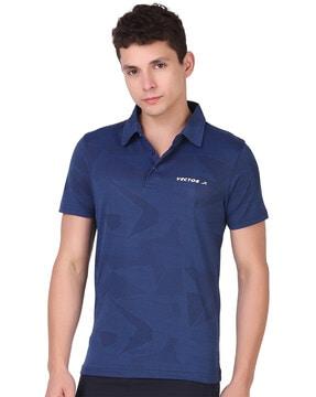 printed polo t-shirt with short sleeves