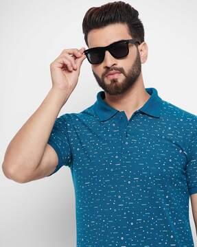 printed polo t-shirt with short sleeves