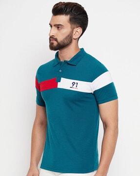 printed polo t-shirt with short sleeves