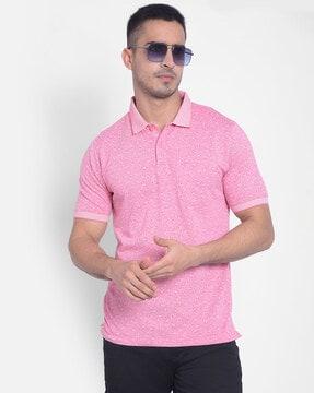 printed polo t-shirt with short sleeves