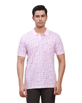 printed polo t-shirt with short sleeves