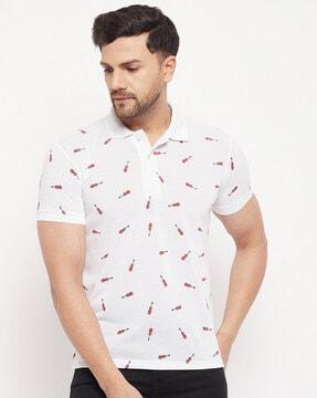 printed polo t-shirt with side vents