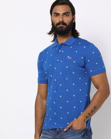 printed polo t-shirt with step hem